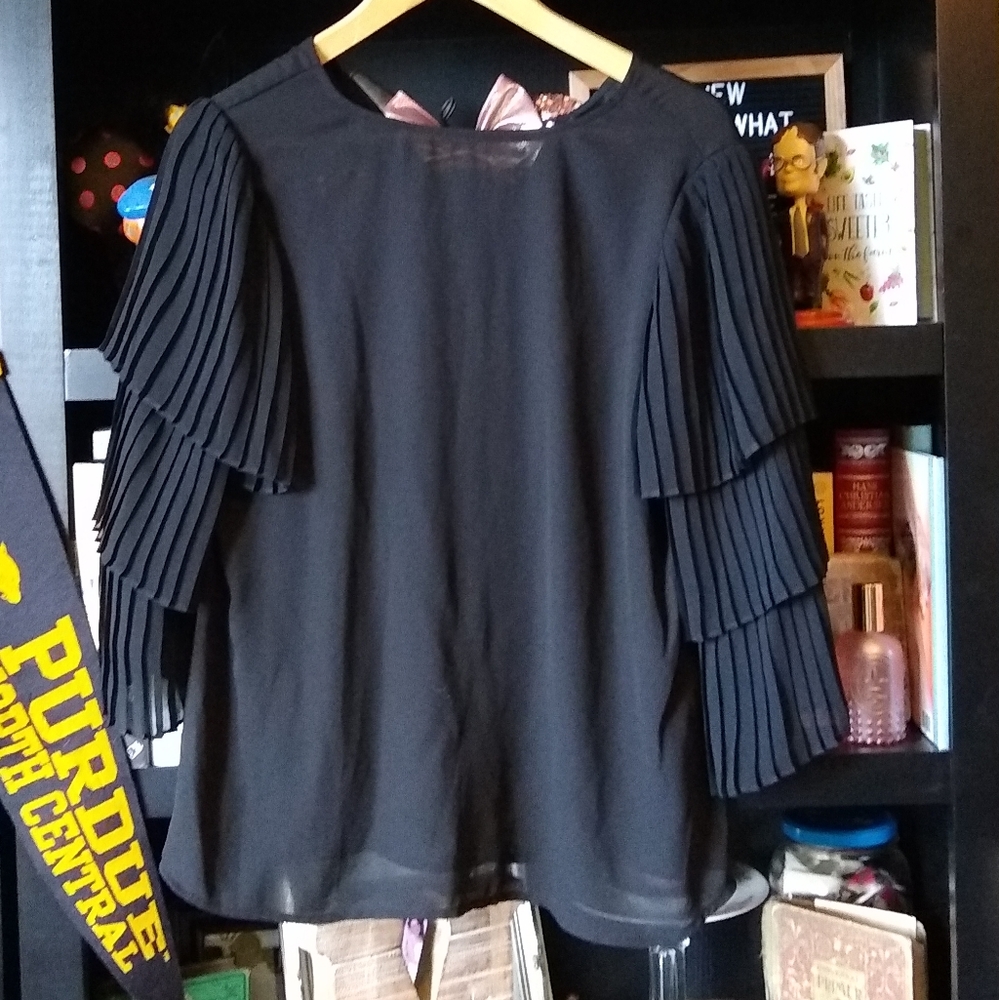 Fancy Sleeve Black Top